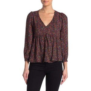GOOD LUCK GEM Floral Babydoll Blouse Size XS